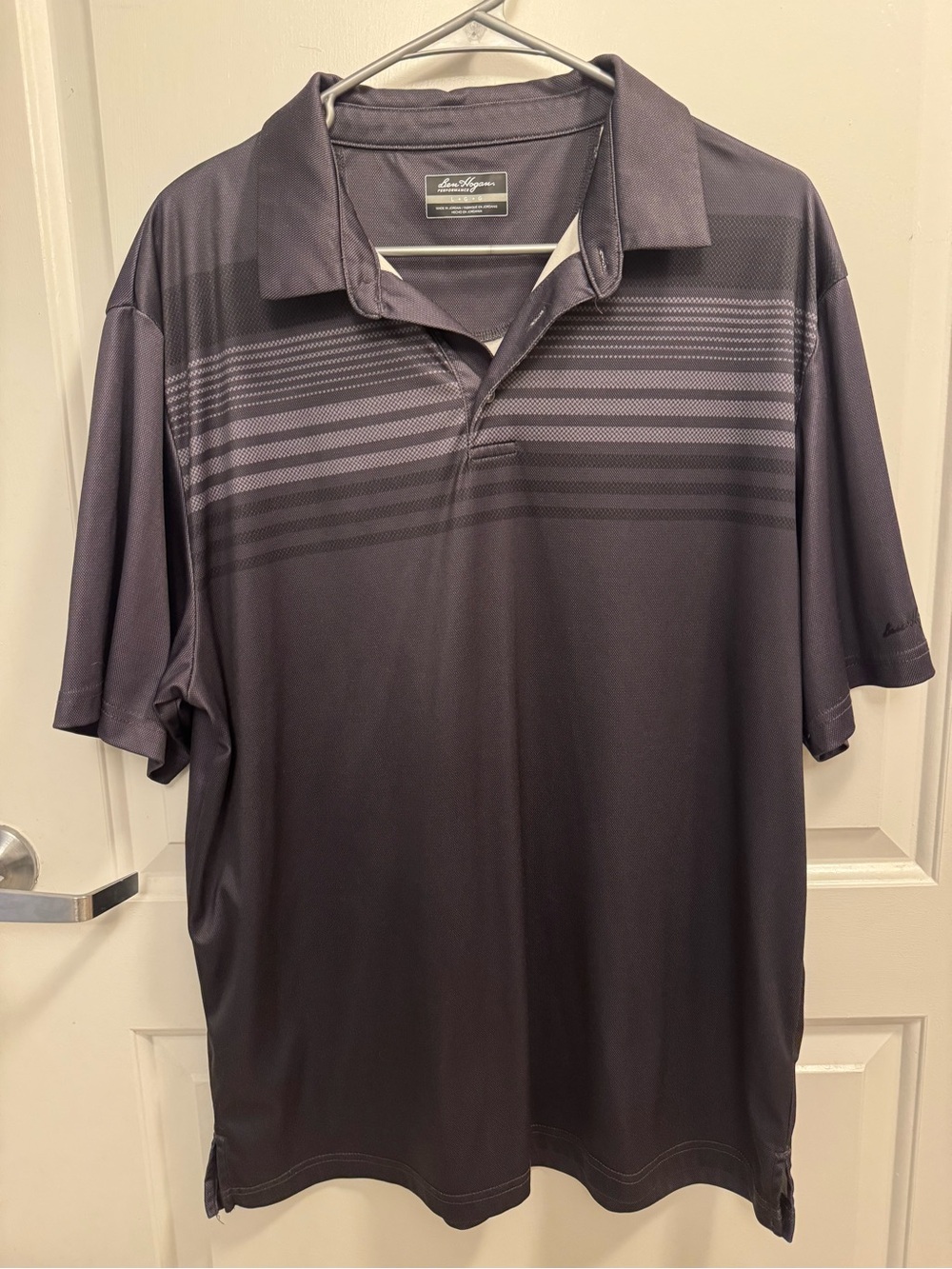 Ben Hogan Men's Charcoal Gray Striped Polo